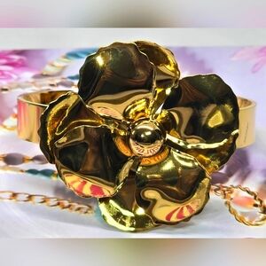 Gold Flower Cuff Bracelet